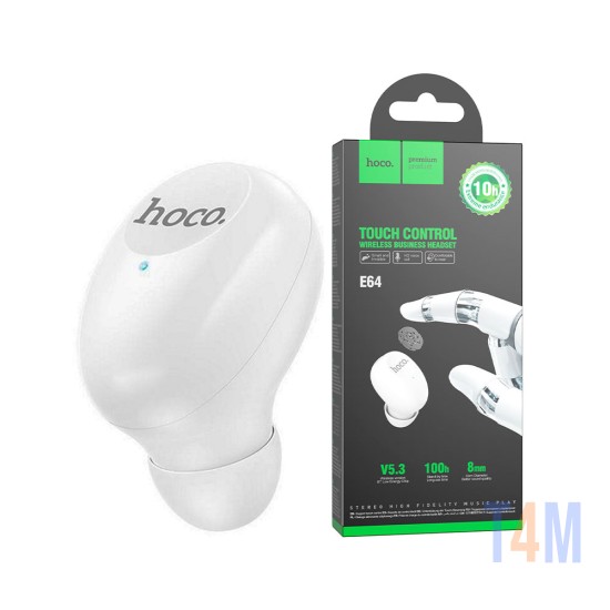 Auscultadores Bluetooth Hoco E64 Mini Intra-Auricular BT v5.3 Branco